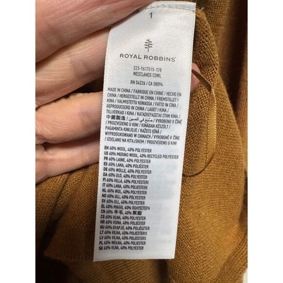 NWT - ROYAL ROBBINS Westlands Cowl Neck SeaWool Sweater, Caramel, Sz L - Picture 10 of 11